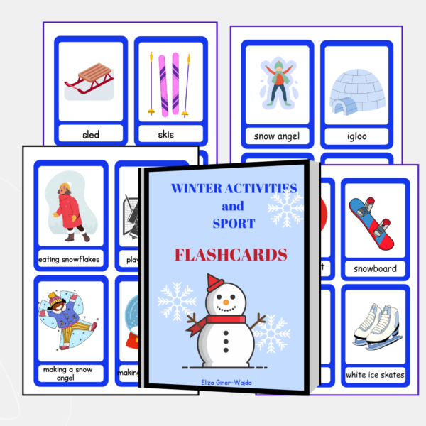 Winter Activities Flashcards – Printable ESL Vocabulary Cards for Kids ...